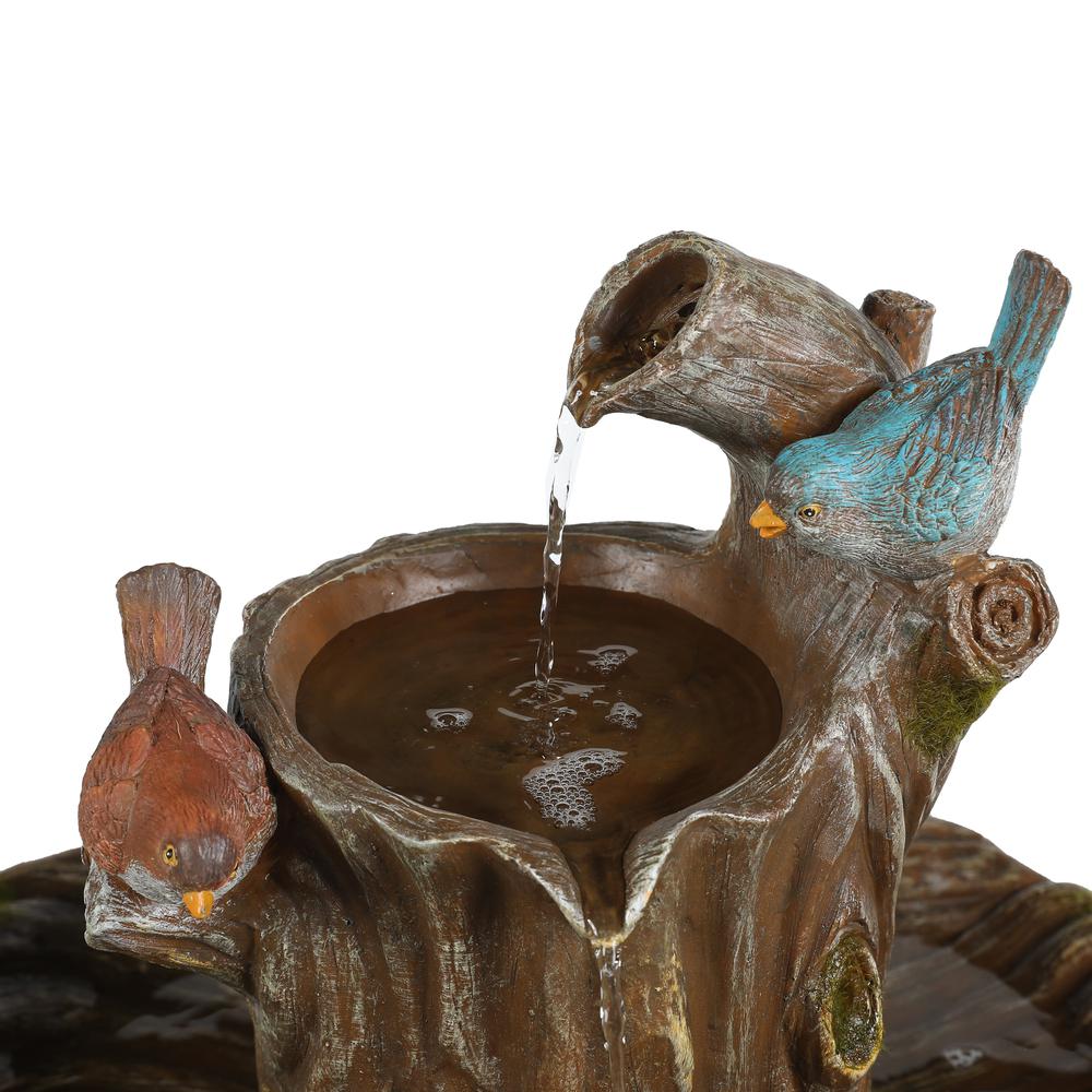 Brown Resin Carved Tree Bird Bath Fountain. Picture 5