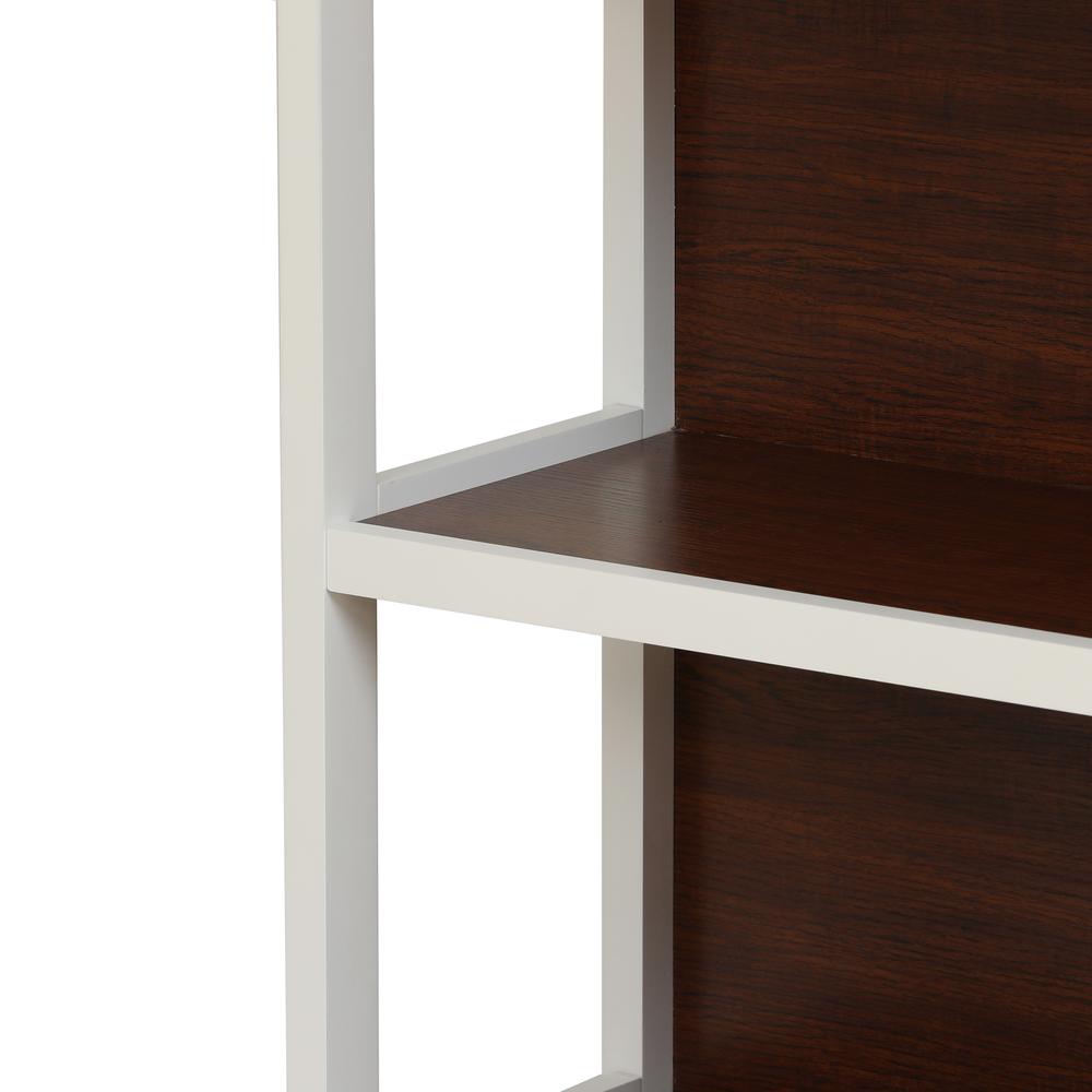 4-Shelf White and Walnut Engineered Wood Bookcase. Picture 8