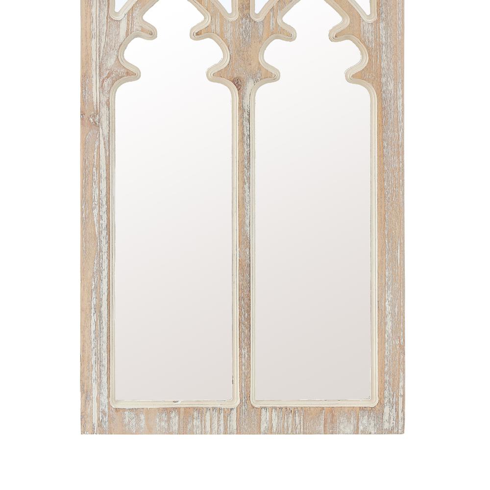 Weathered Natural Wood Cathedral Framed Wall Mirror. Picture 4