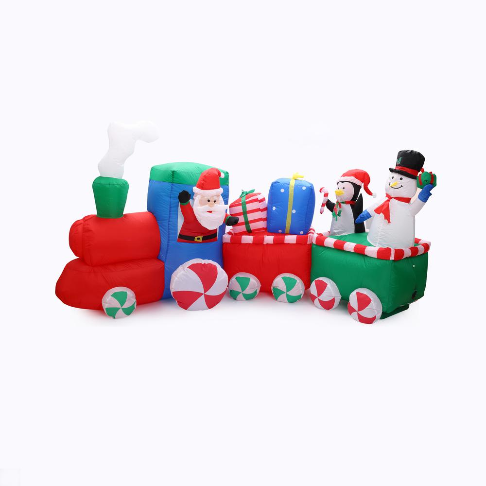 12Ft Santa Snowman Train Inflatable with LED Lights. Picture 4