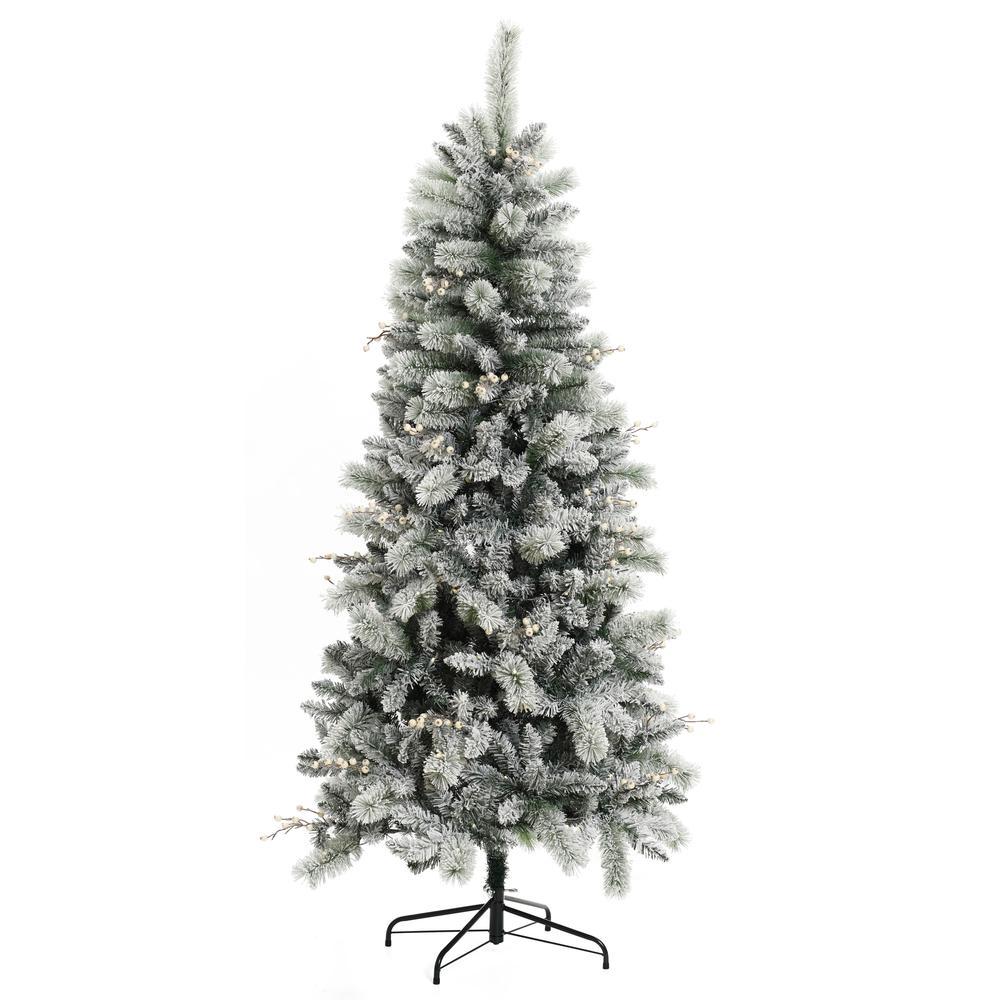 Angeles Home 6 ft. Black Pre-Lit LED Artificial Christmas Tree with PVC Branch Tips and Warm White Lights