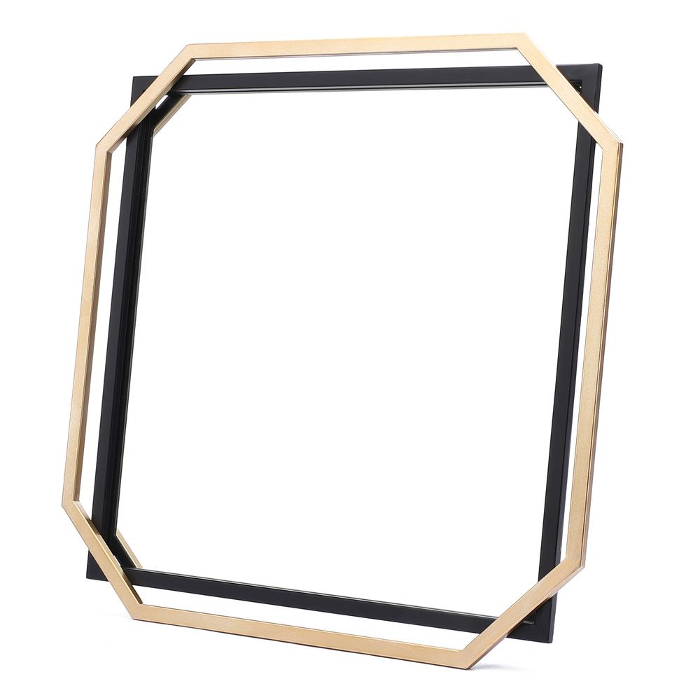 Gold and Black Metal Floating Frame Wall Accent Mirror. Picture 8