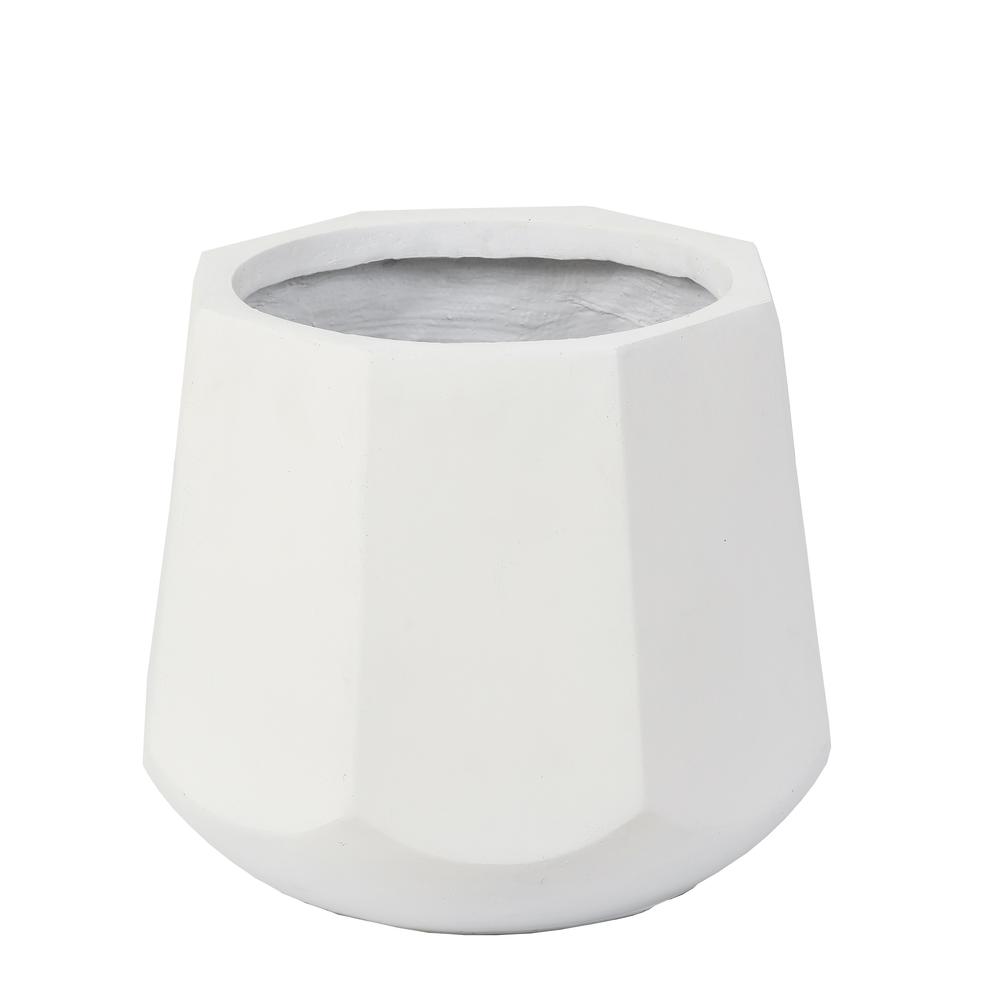 2-Piece White Finish Round MgO Planters. Picture 6