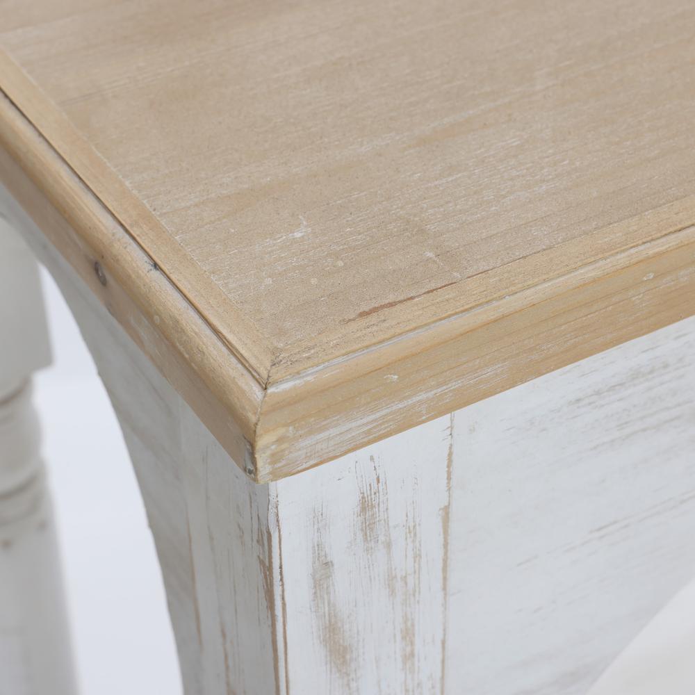 Farmhouse White and Natural Wood Single Shelf Console Table. Picture 10