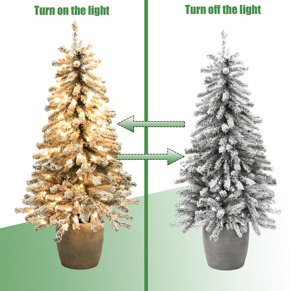 4Ft Pre-Lit LED Artificial Flocked Fir Christmas Tree with Pot Planter. Picture 11