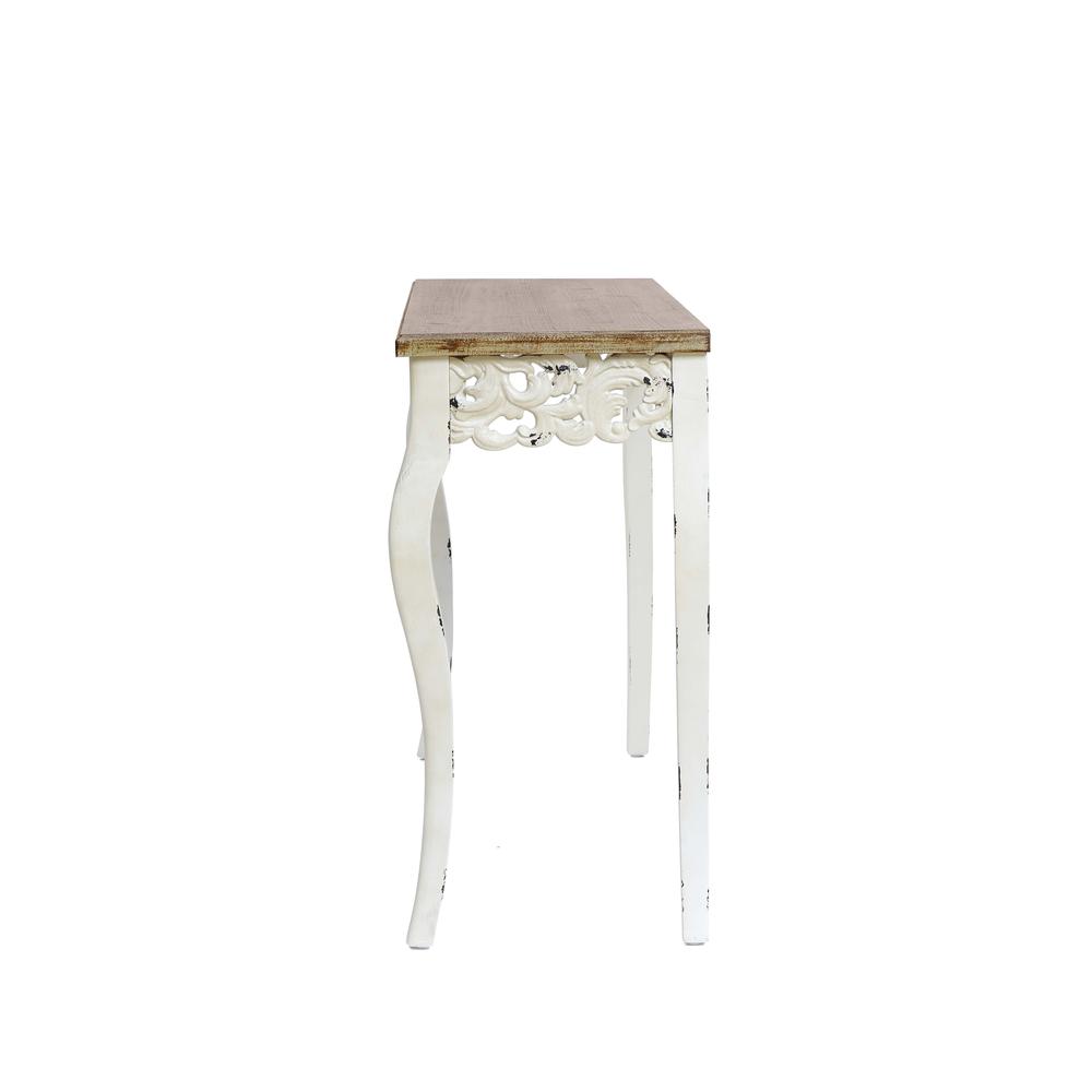 Victorian Off White and Natural Wood Console and Entry Table. Picture 8