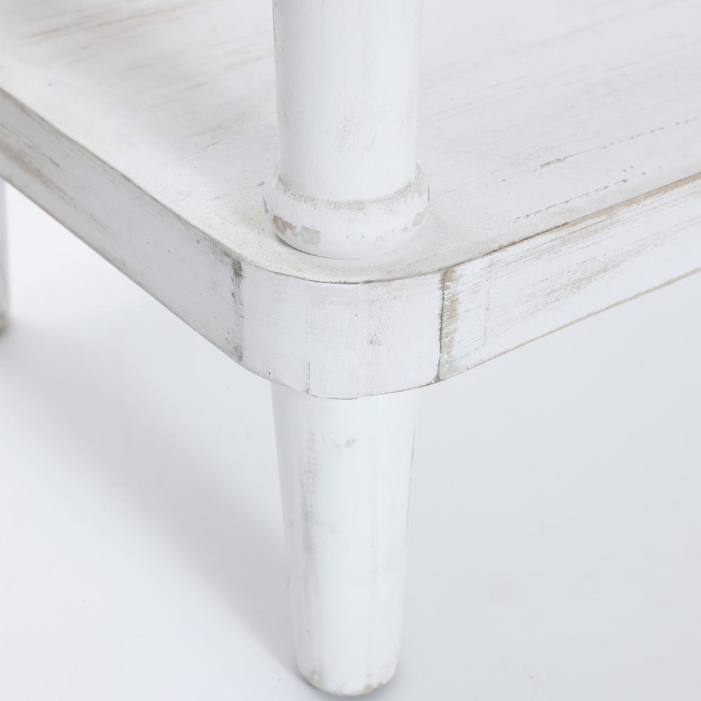 Farmhouse White and Natural Wood Single Shelf Console Table. Picture 12