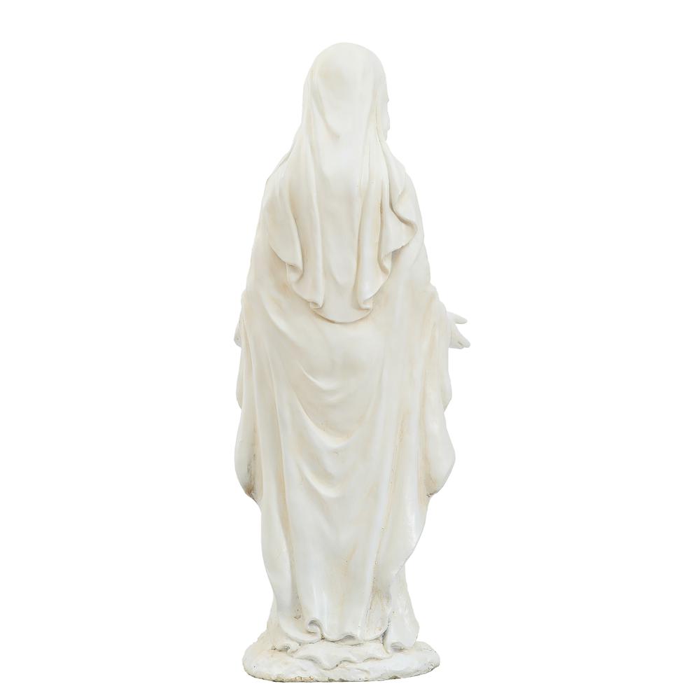 30.5" H Virgin Mary Indoor Outdoor Statue, Ivory. Picture 4