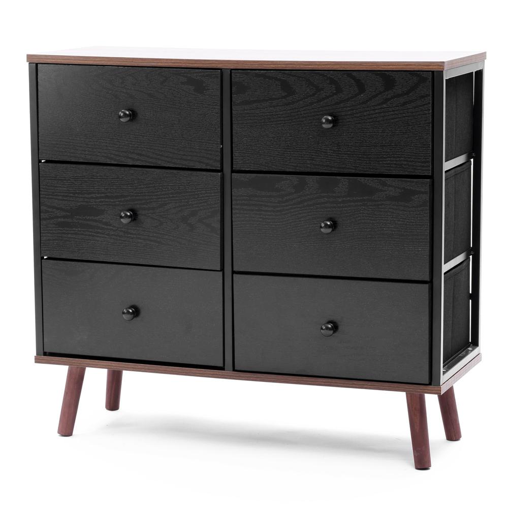 Black Manufactured Wood 6-Drawer Accent Chest. Picture 6
