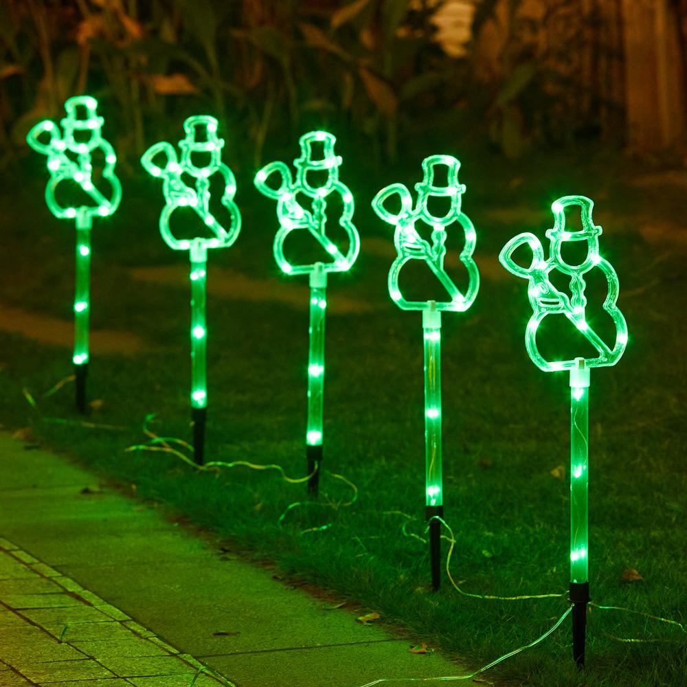 Set of 5 Lighted Snowman Stakes. Picture 5
