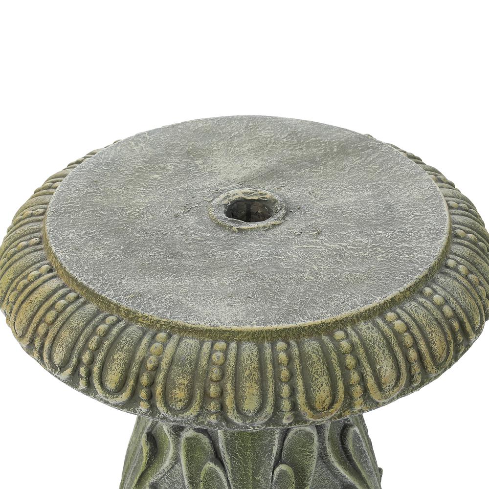 Gray/Green Cement Outdoor Umbrella Table. Picture 4