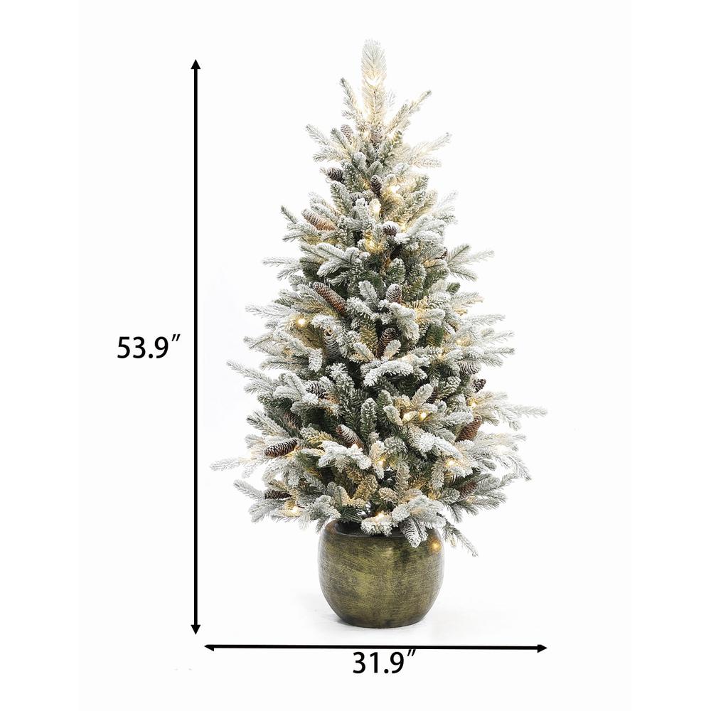 4.5Ft Flocked Pre-Lit Clear Porch Tree with Pinecones. Picture 10