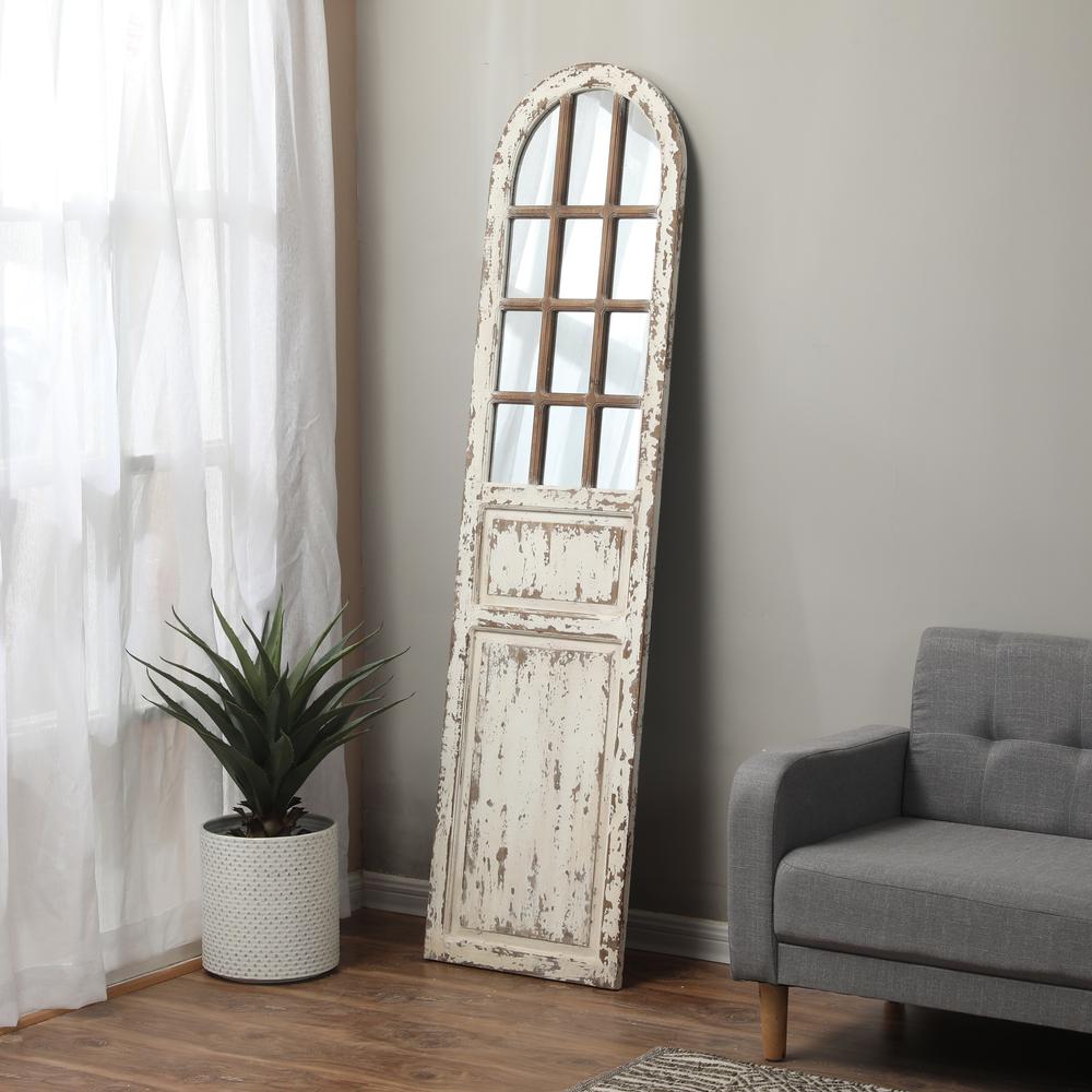 Distressed White Wood Farmhouse Door Wall Mirror. Picture 2