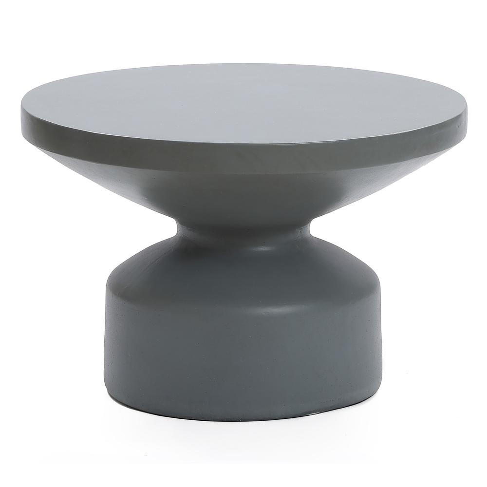 Gray MgO 24.2" Round Outdoor Coffee Table. Picture 1