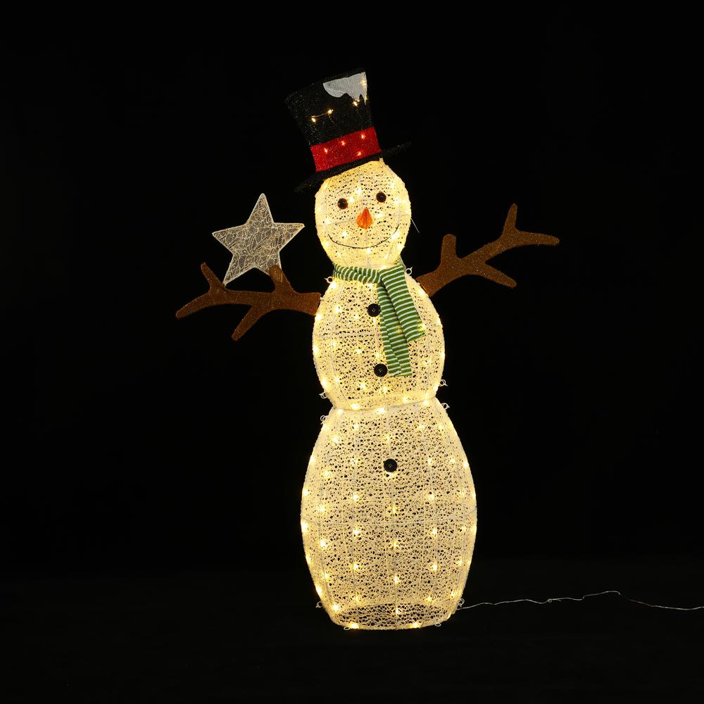 5-Ft Snowman Star Lighted LED Indoor Outdoor Holiday Decoration. Picture 5