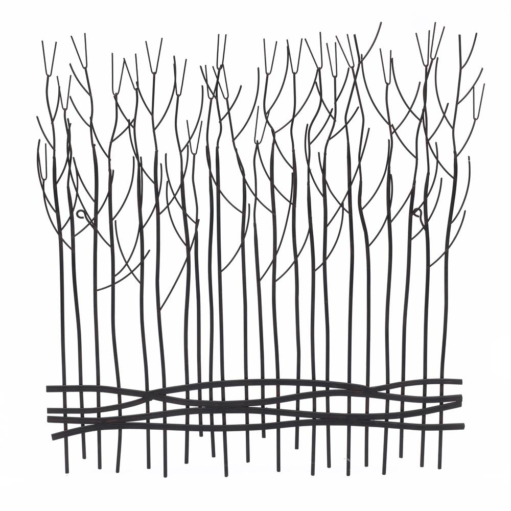 Rustic Black Large Metal Abstract Field of Trees Wall Decor. Picture 1