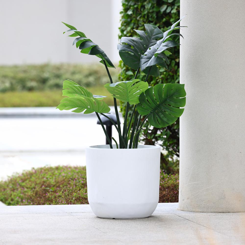 14.6-Inch Round Smooth Finish White MgO Planter. Picture 5