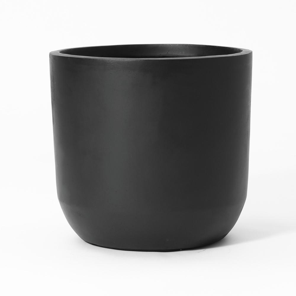 17.1-Inch Round Smooth Finish Black  MgO Planter. Picture 1