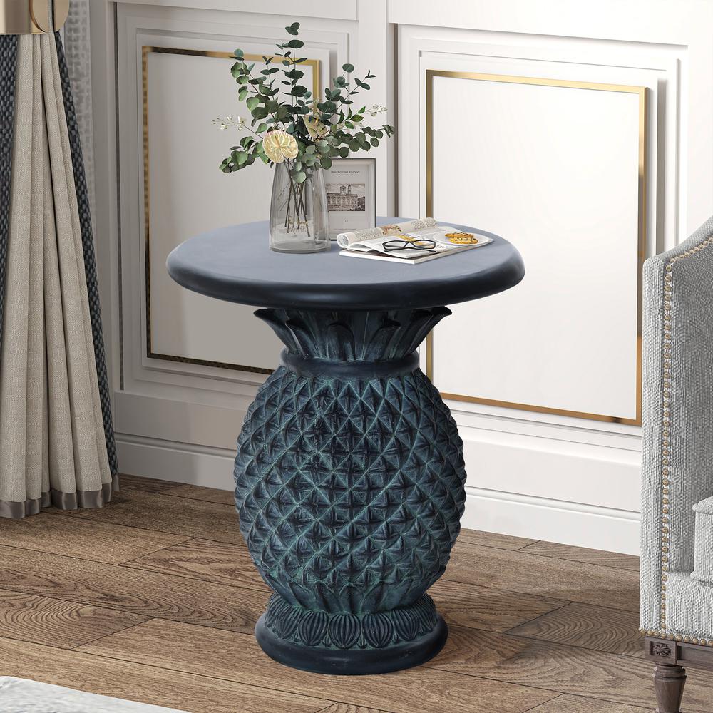 Gray MgO Pineapple Outdoor Side Table. Picture 7
