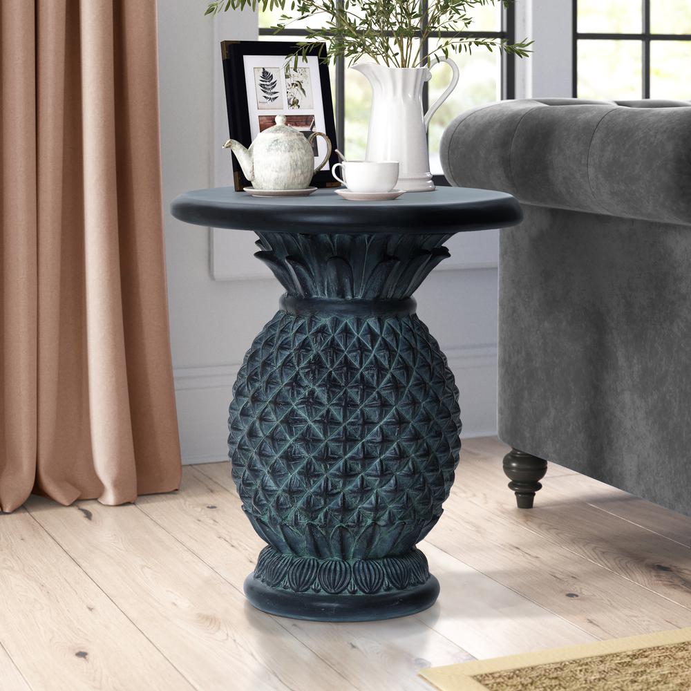Gray MgO Pineapple Outdoor Side Table. Picture 10