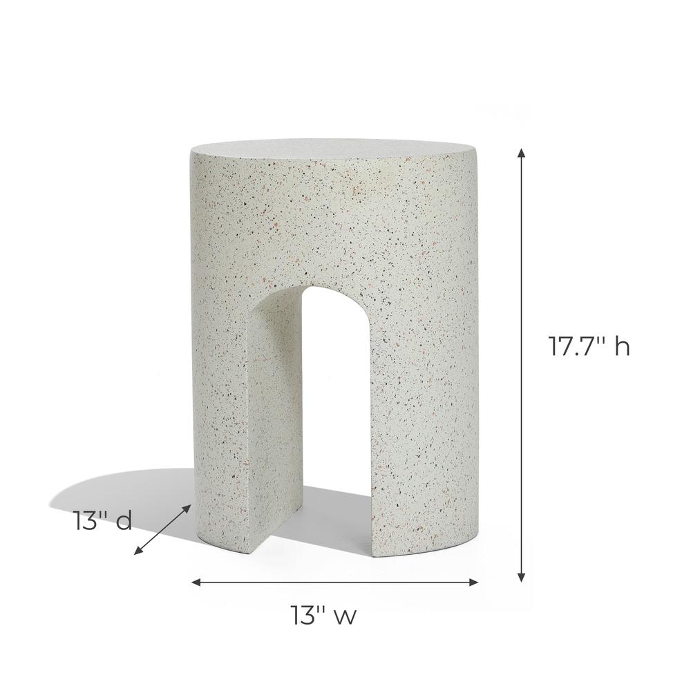 Mod Ivory White Cement Round with U-Shape Outdoor Side Table. Picture 10