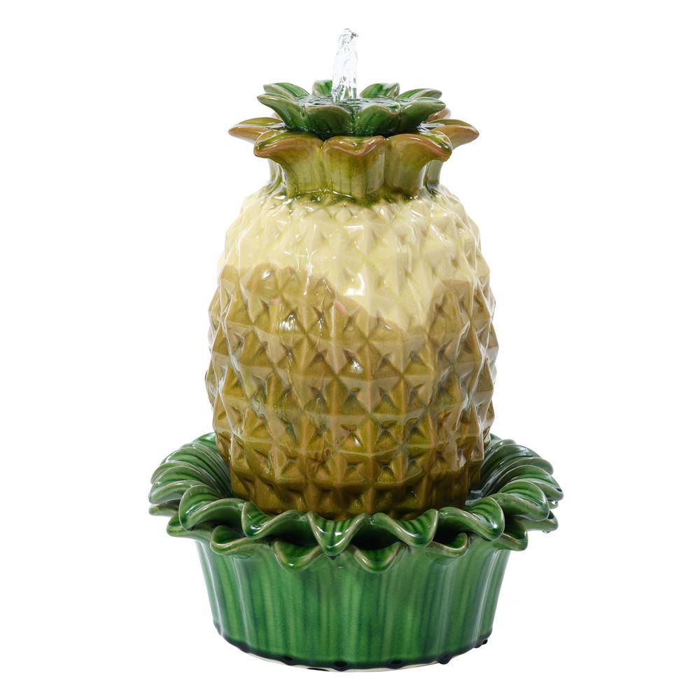 Pineapple Ceramic Indoor/Outdoor 17.1-In Tall Tabletop Fountain. Picture 1