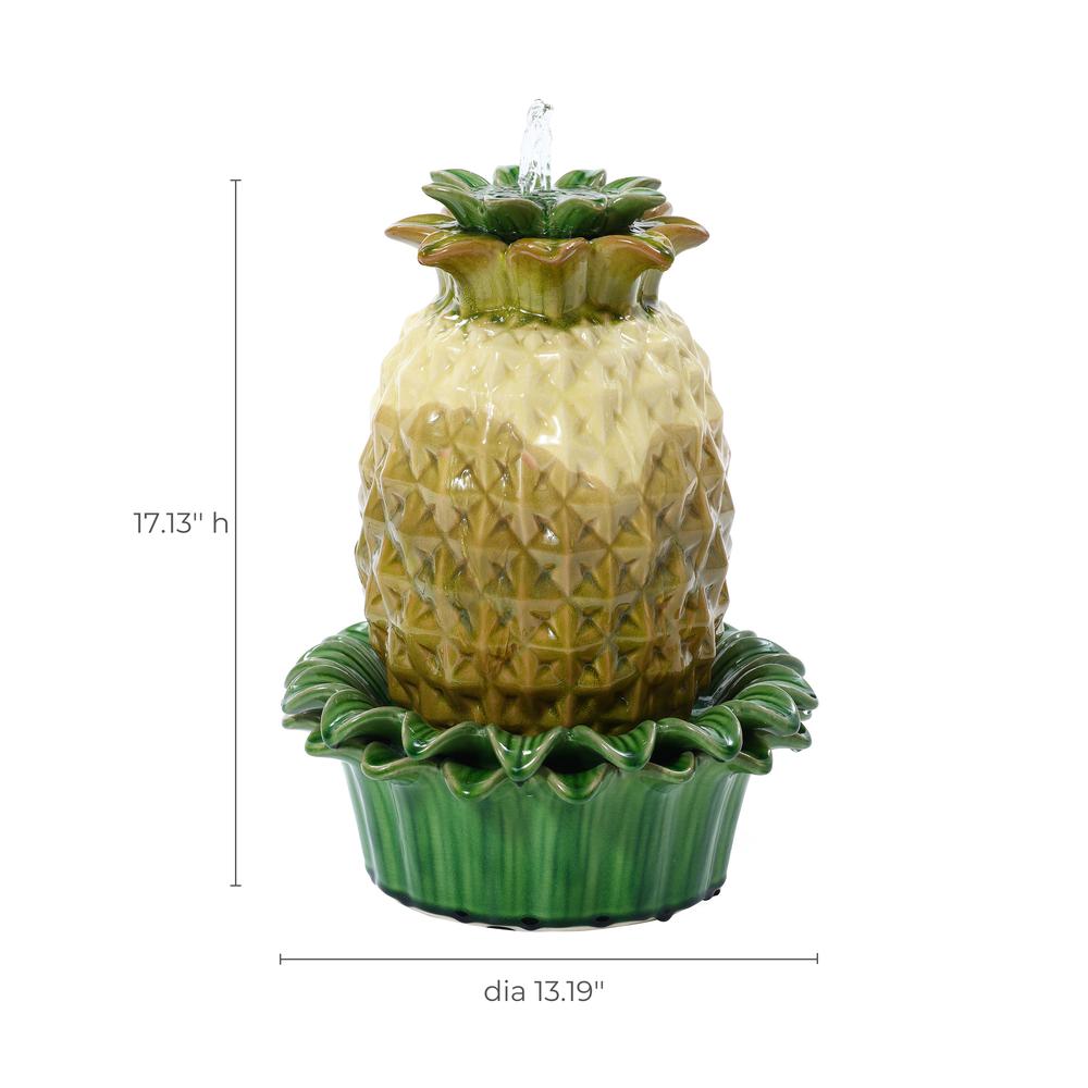 Pineapple Ceramic Indoor/Outdoor 17.1-In Tall Tabletop Fountain. Picture 7