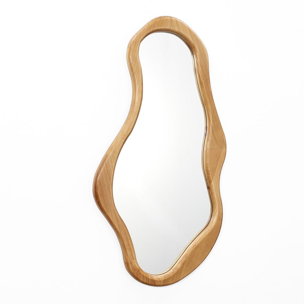 Organic Pine Wood Frame Oval Wall Mirror. Picture 1