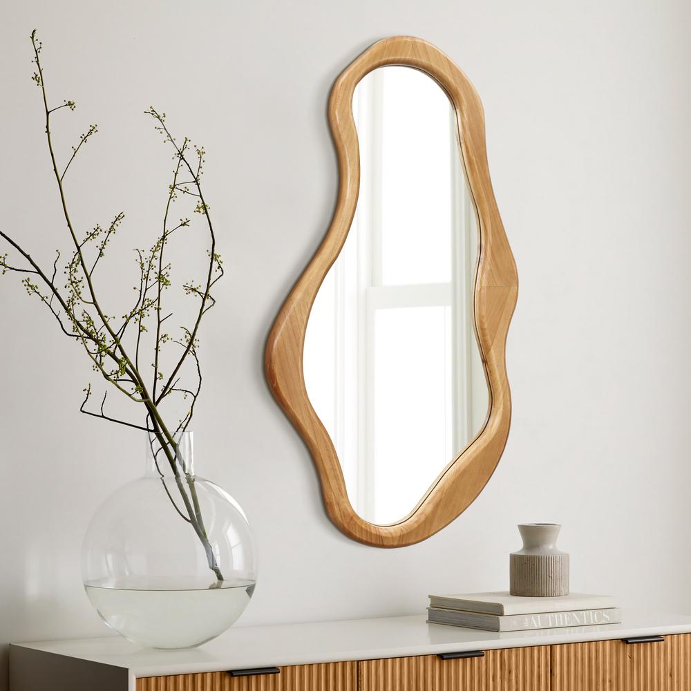Organic Pine Wood Frame Oval Wall Mirror. Picture 5