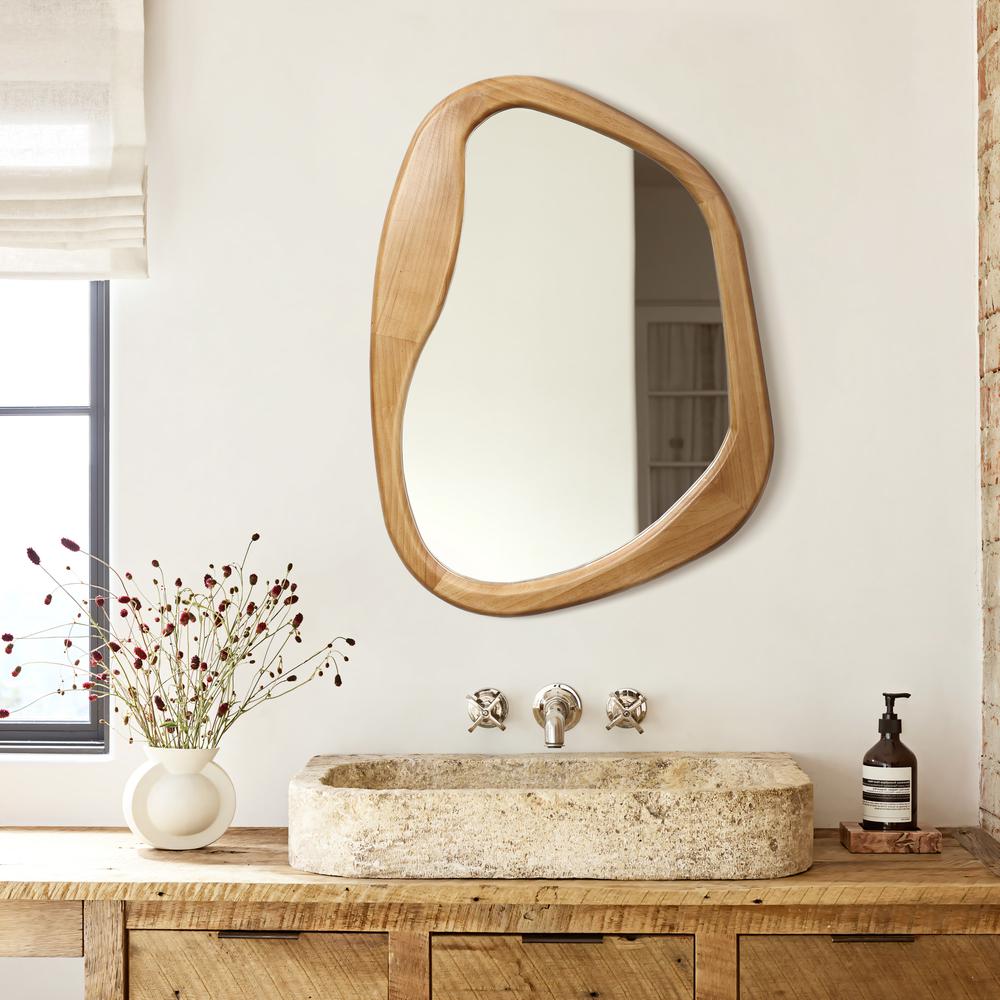 Organic Pine Wood Frame Oblong Wall Mirror. Picture 5