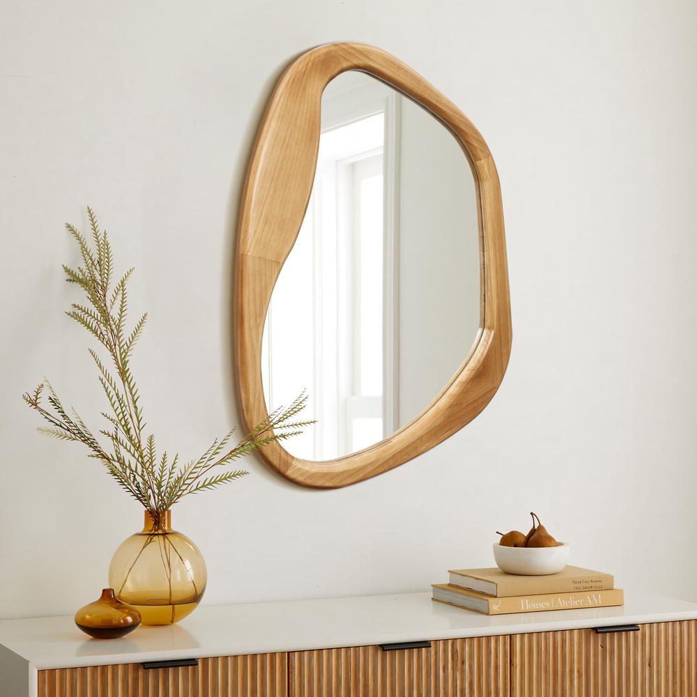 Organic Pine Wood Frame Oblong Wall Mirror. Picture 6
