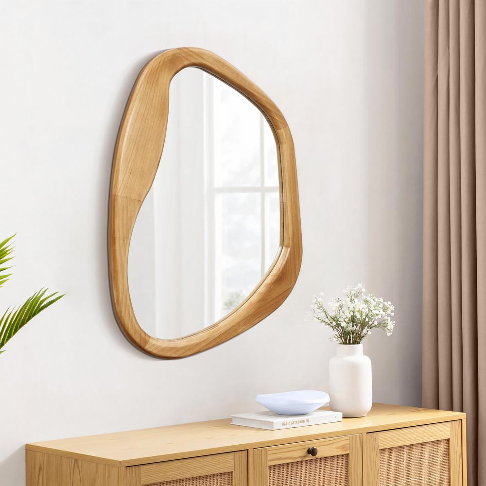 Organic Pine Wood Frame Oblong Wall Mirror. Picture 8