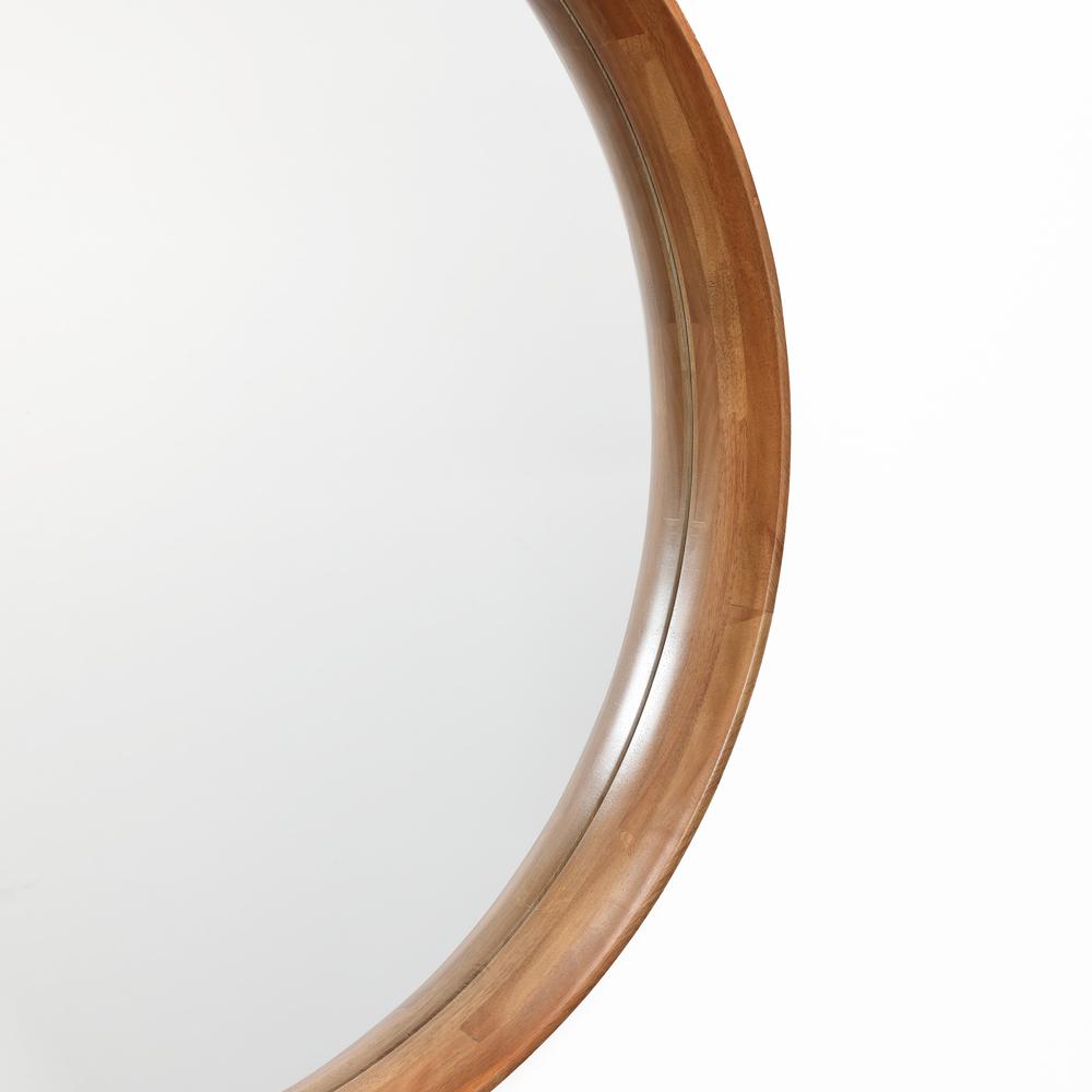 Natural Rubberwood Frame Oval Wall Mirror. Picture 4