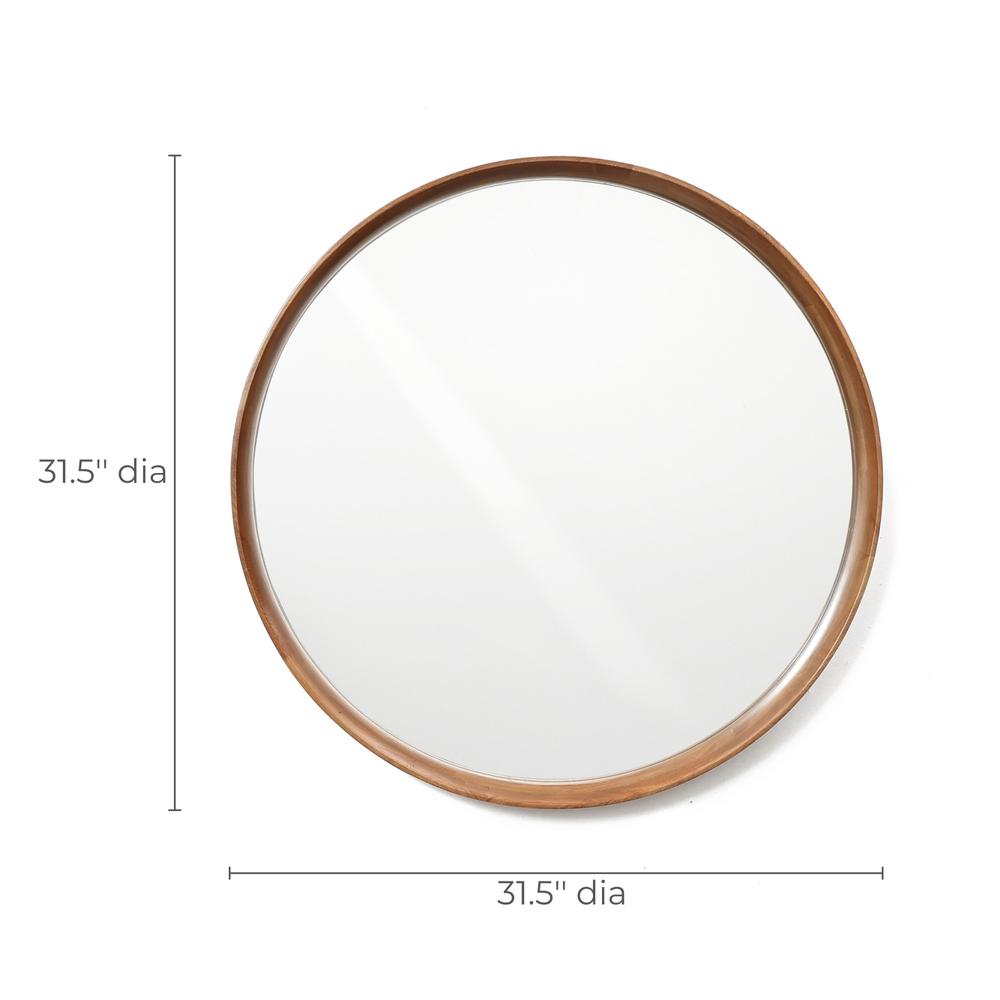 Natural Rubberwood Frame Oval Wall Mirror. Picture 10