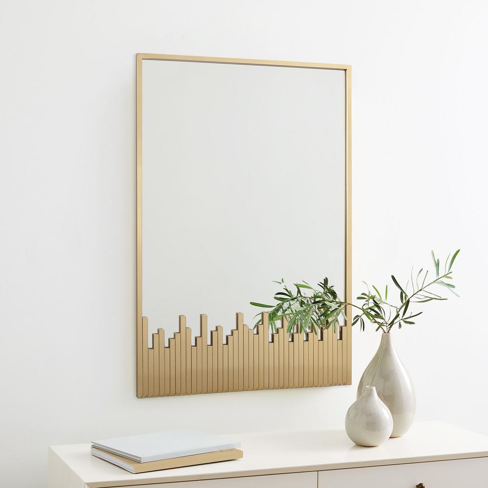 Cityscape Gold Metal Frame Rectangular Wall Mirror. Picture 4