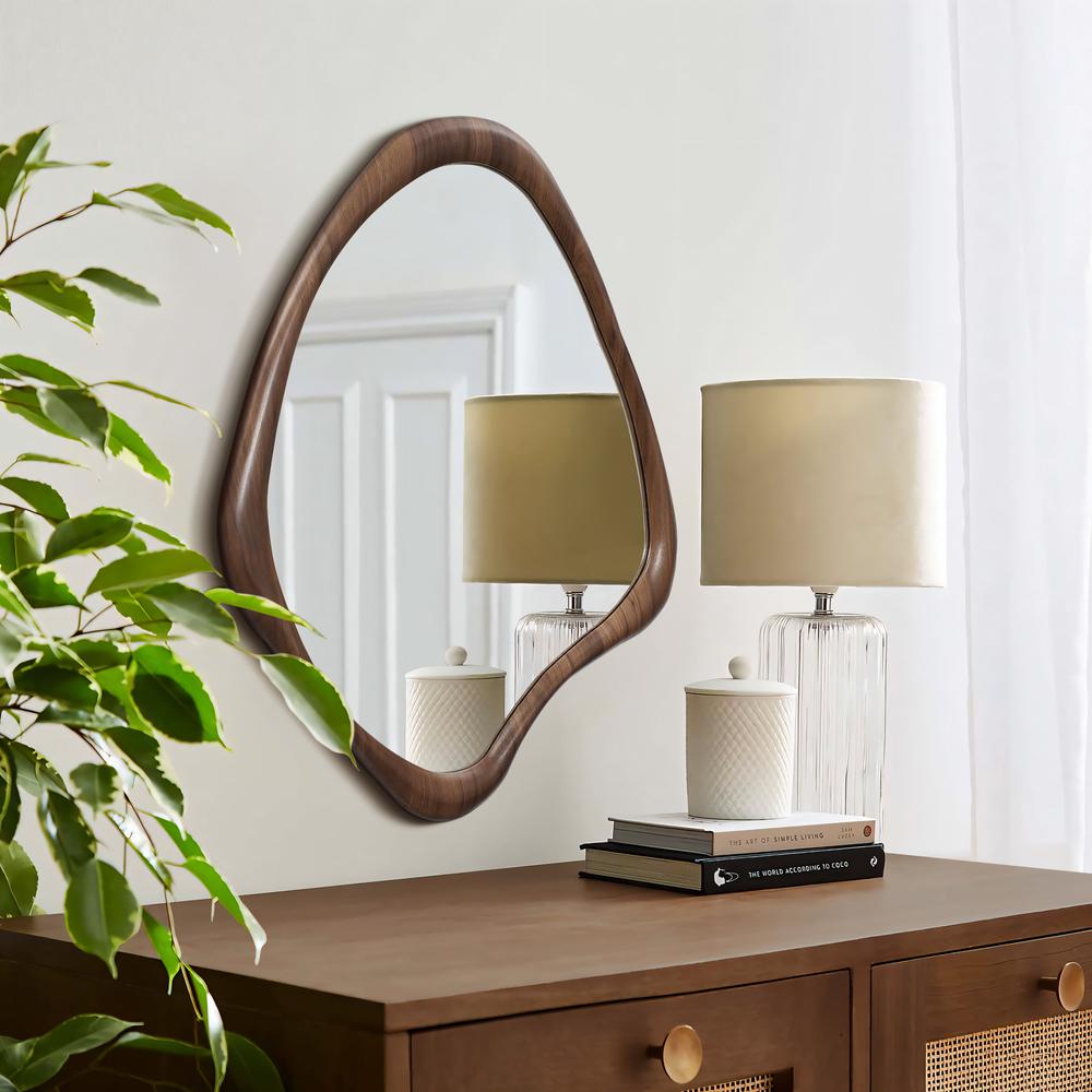 Brown Wood Frame Decorative Wall Mirror. Picture 8