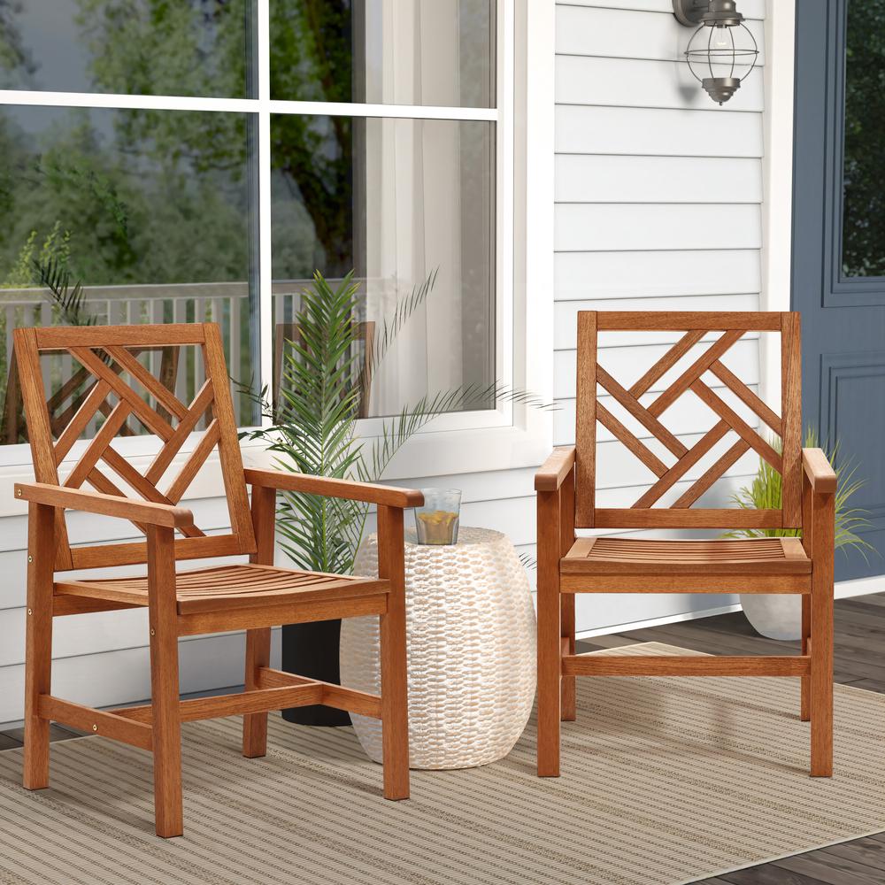 Carmel Solid Wood Outdoor Dining Chair, Set of 2. Picture 7