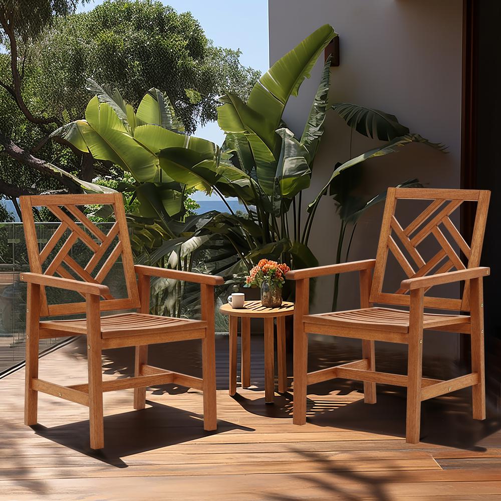 Carmel Solid Wood Outdoor Dining Chair, Set of 2. Picture 6