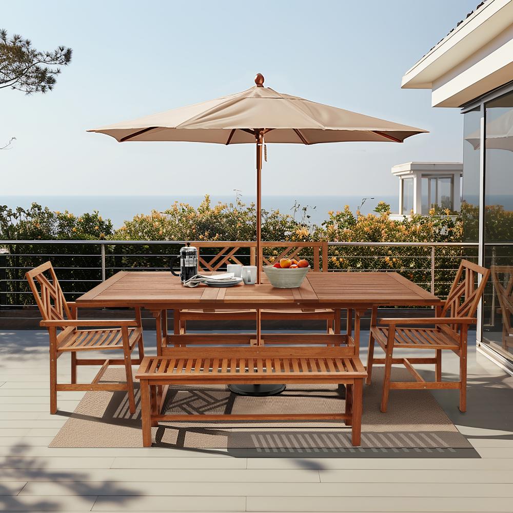 Carmel Solid Wood Extendable Outdoor Dining Table. Picture 11