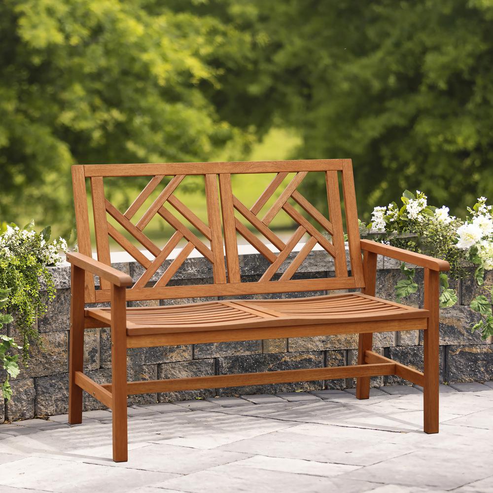 Carmel Solid Wood Outdoor Loveseat Park Bench. Picture 8