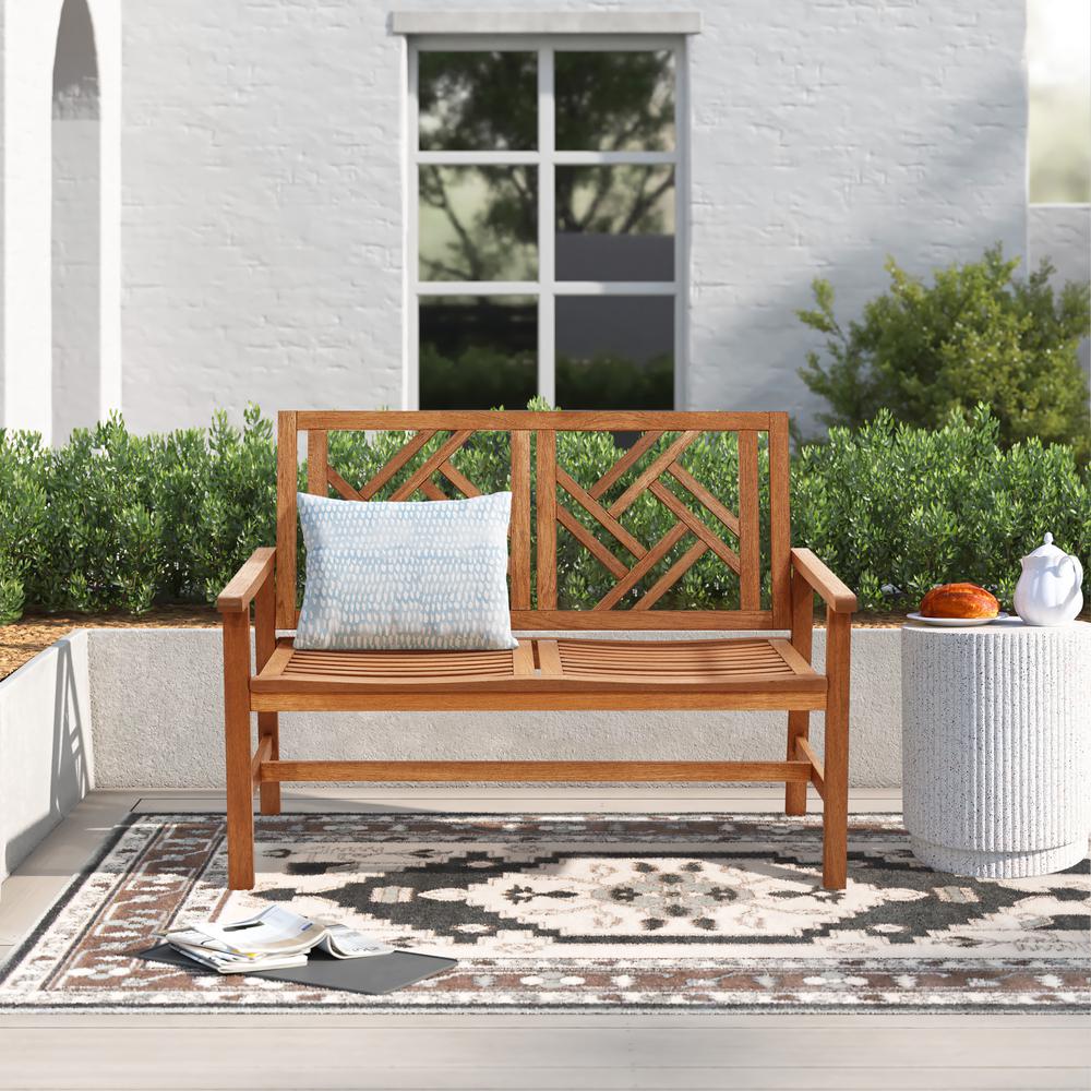 Carmel Solid Wood Outdoor Loveseat Park Bench. Picture 7