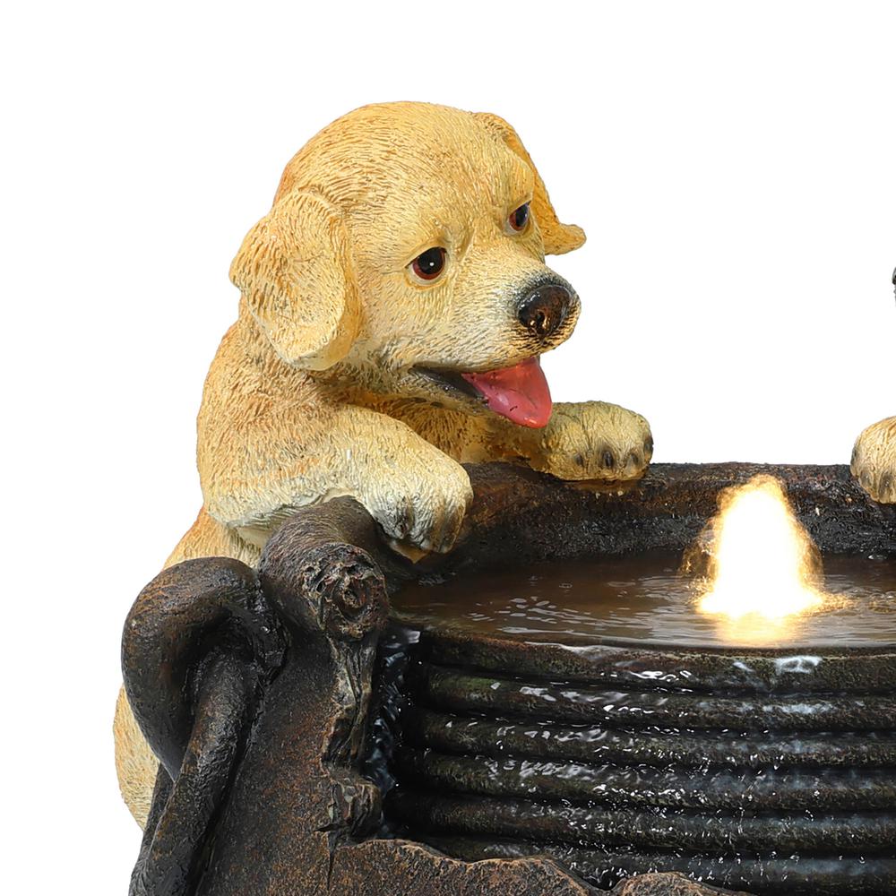 Puppy Love Farmhouse Resin Outdoor Fountain with Lights. Picture 2