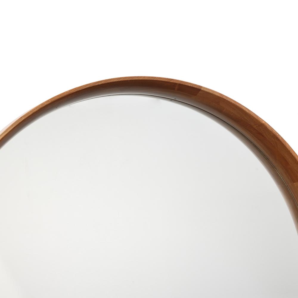 Natural Rubberwood Frame Oval Wall Mirror. Picture 3