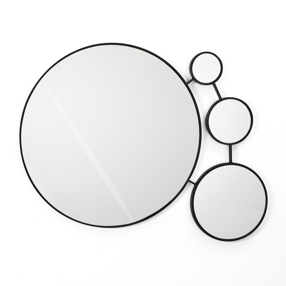Circles Black Metal Frame Round Wall Mirror. Picture 1