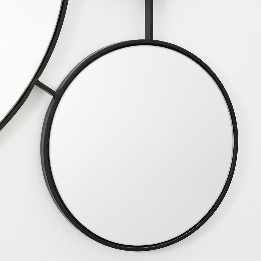 Circles Black Metal Frame Round Wall Mirror. Picture 4