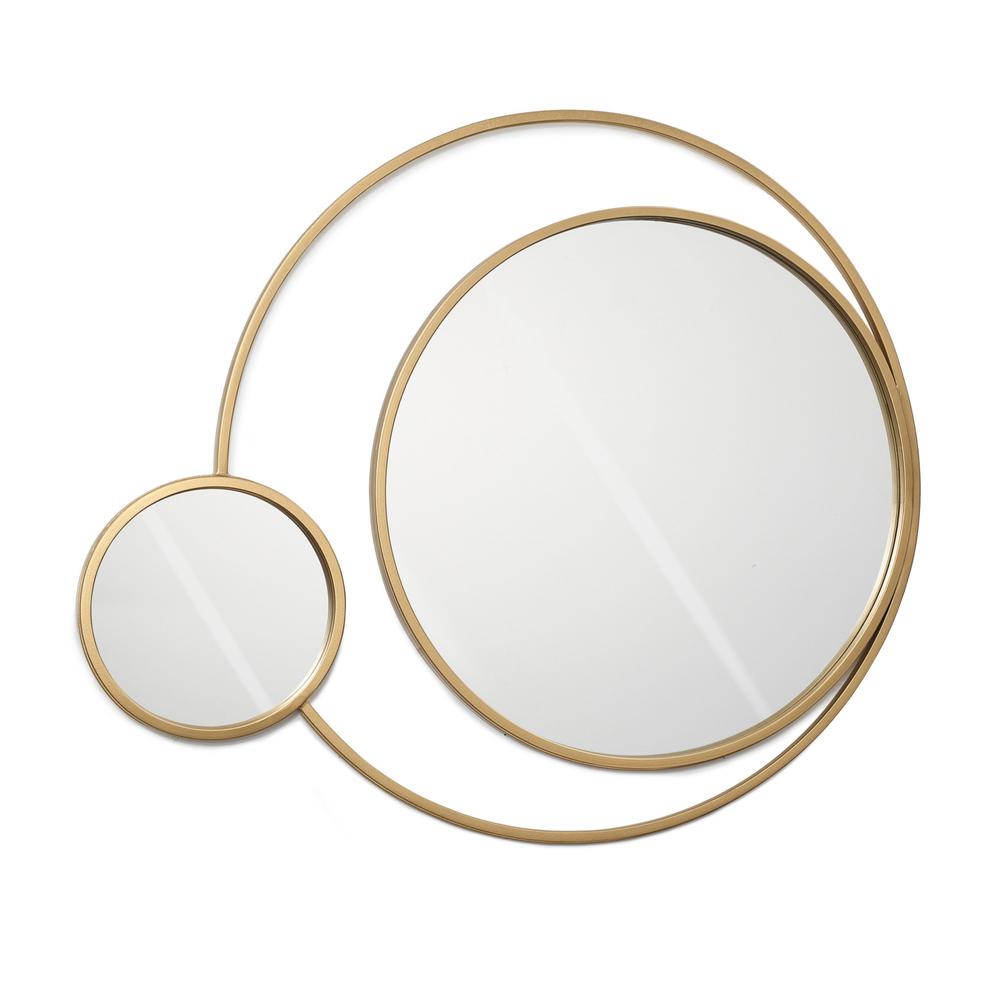 Orbit Modern Gold Metal Frame Round Wall Mirror. Picture 1