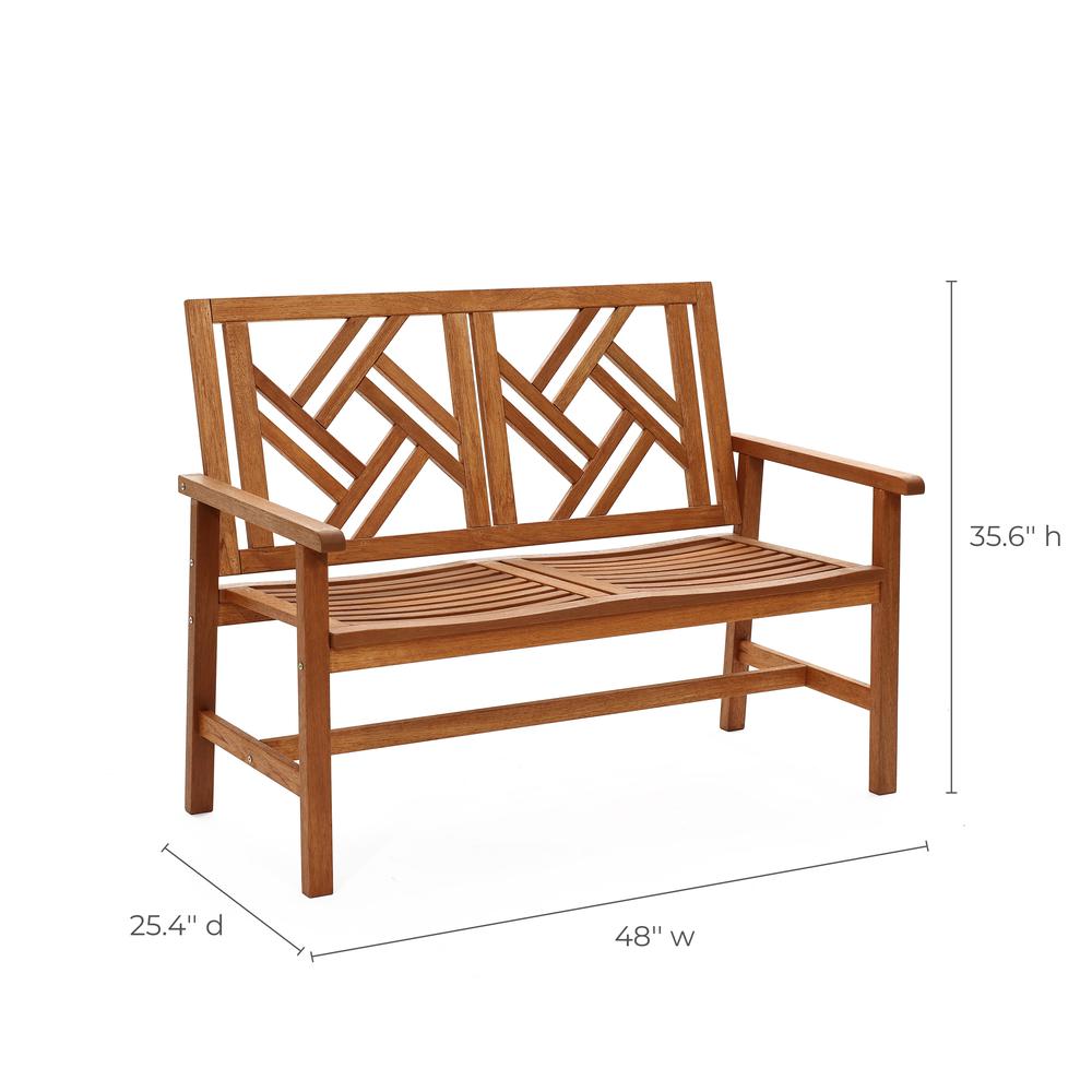 Carmel Solid Wood Outdoor Loveseat Park Bench. Picture 10
