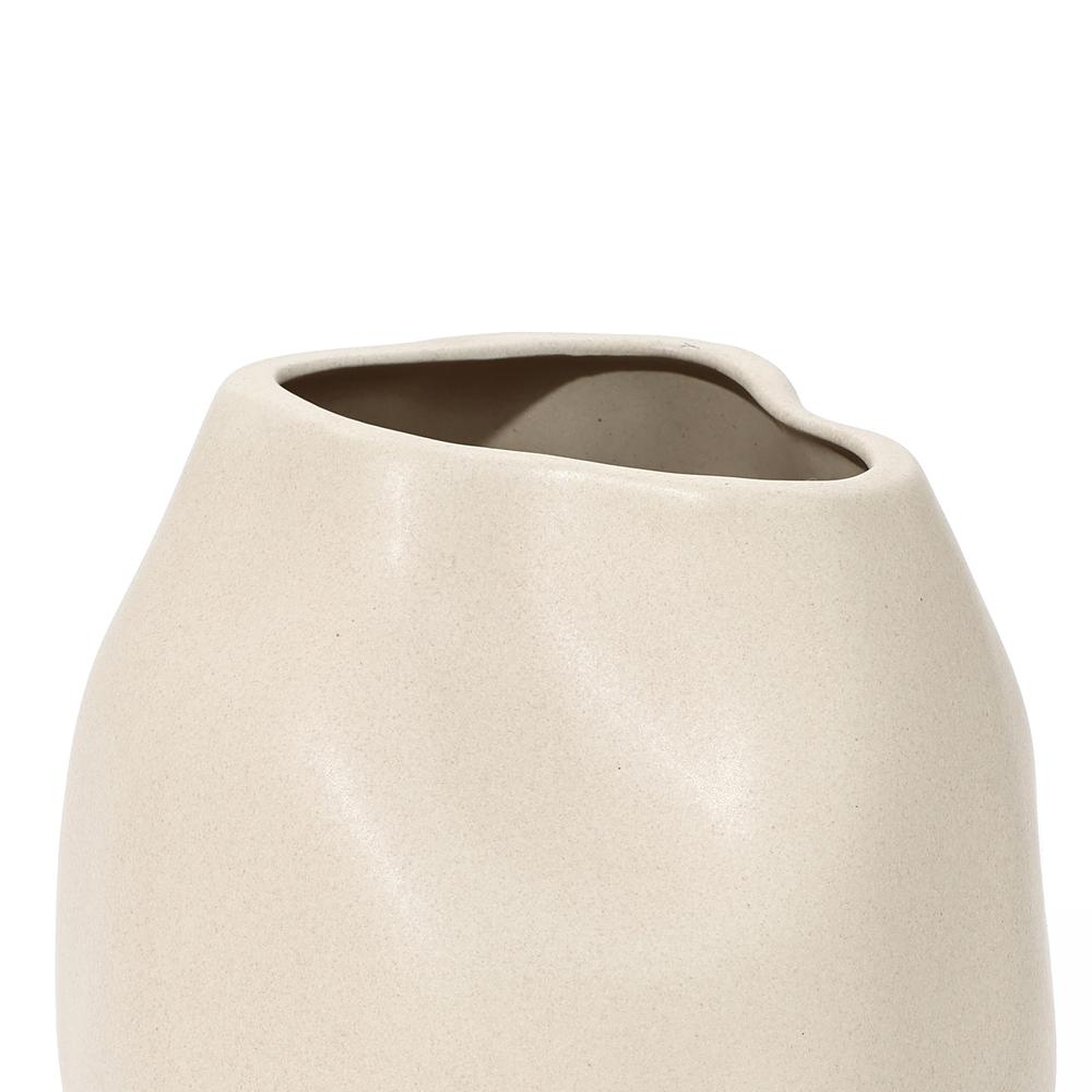 Ivory White Ceramic Modern Round Vase. Picture 2