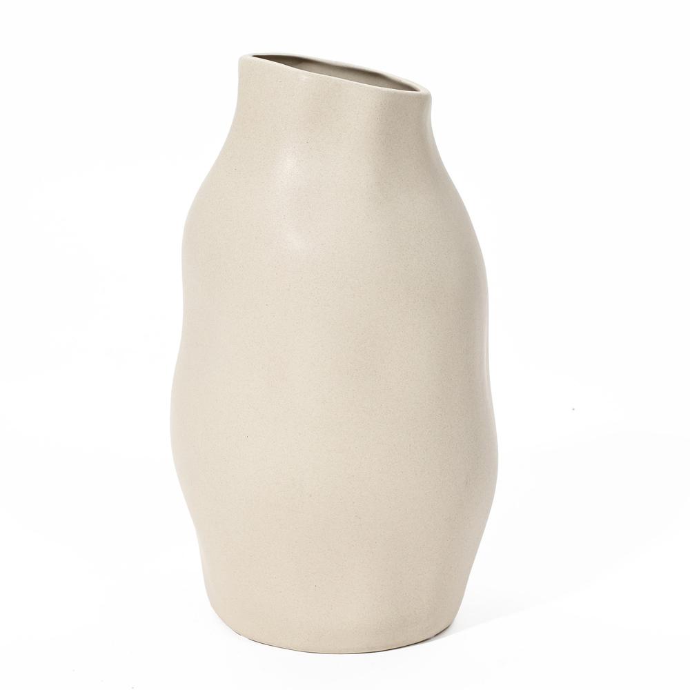 Ivory White Ceramic Modern Tall Vase. Picture 1