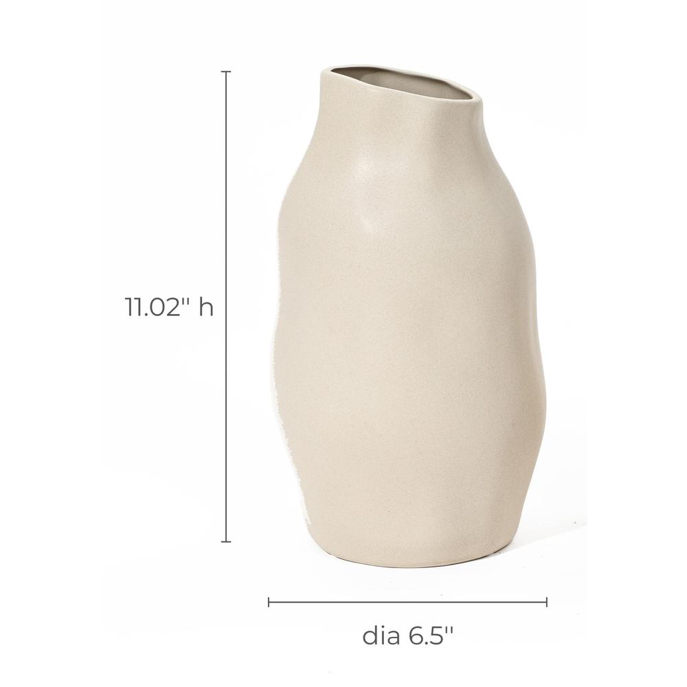 Ivory White Ceramic Modern Tall Vase. Picture 9